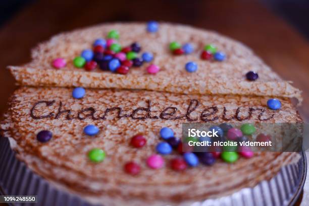Pancakes And Candy For Candlesticks Stock Photo - Download Image Now - Candlemas, Crêpe - Pancake, Baked Pastry Item