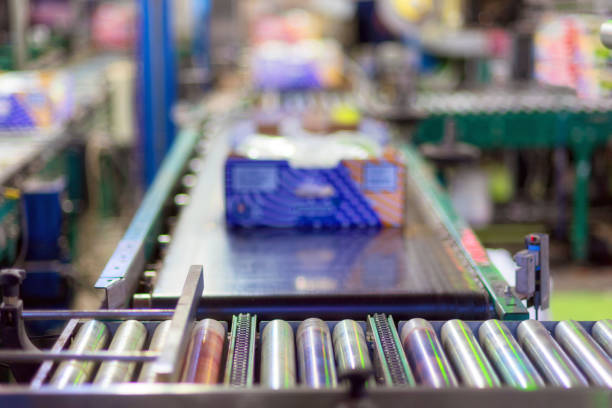istock Conveyor belt in packaging line, food industry. 1094249920