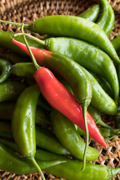istock Organic green and red Aji Cristal pepper or chilli Pepper (Capsicum baccatum) 1094254256