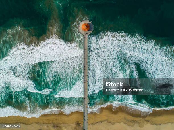 Manhattan Beach California Pier Looking Straight Down Stock Photo - Download Image Now