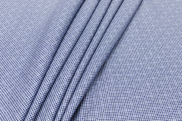 istock Cotton fabric, blue peas on a white-blue cage 1094255610