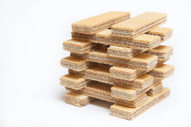 tower of wafers isolated in white
