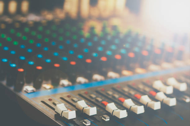 istock Sound table with sliding buttons for mixing by audio professionals in the recording studio 1094263288