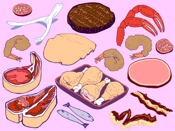 Meats vector art illustration