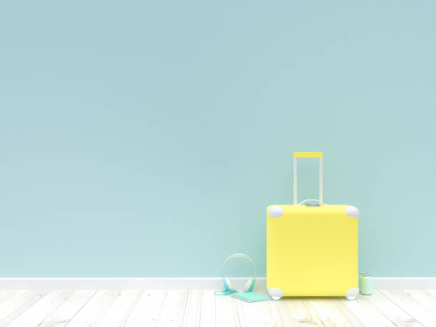 istock Minimal idea concept. suitcase yellow color 1094270256