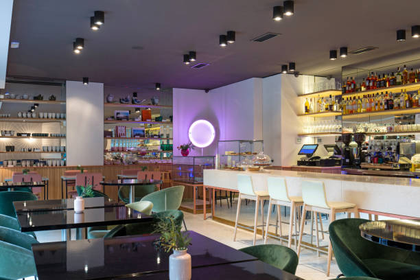 istock Modern restaurant interior in city center 1094275684