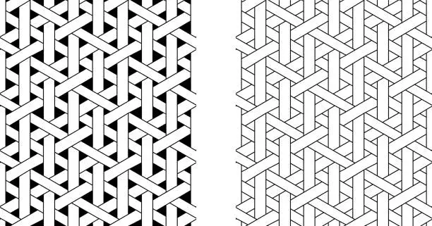 Vector illustration of Outline Seamless weave rattan pattern, vector art