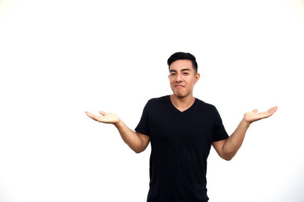 istock Handsome latin hispanic man is confused and surprise with aside gesture. 1094285686