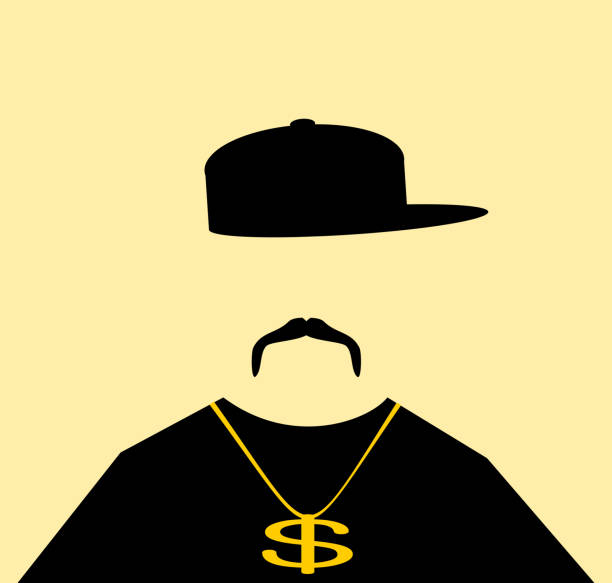 Man dollar necklace man with dollar sign necklace and baseball cap on sideways pimp stock illustrations