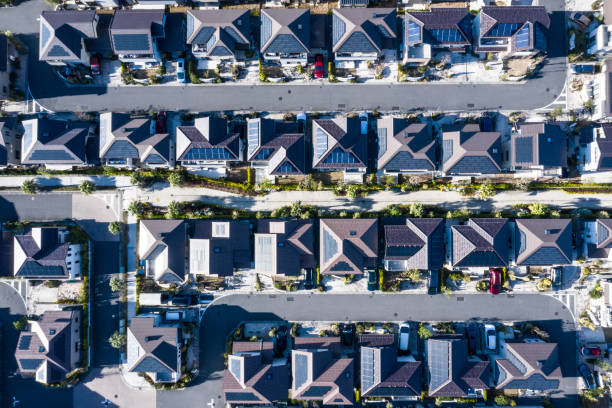 istock Landscape with houses lining along the road 1094288714