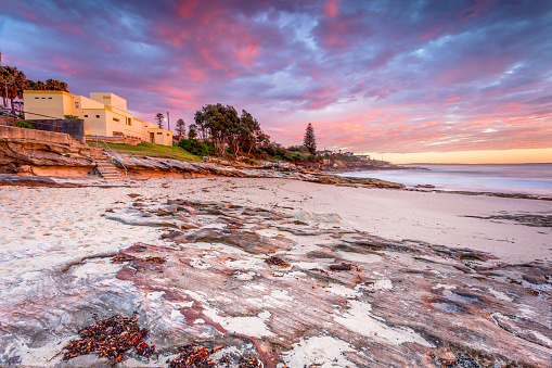 Stunning colours in the sunrise skies from the sands of Oak Park Beach Cronulla