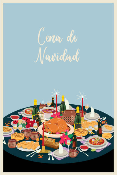 シナ デ ナヴィダード - christmas dinner food turkey点のイラスト素材／クリップアート素材／マンガ素材／アイコン素材