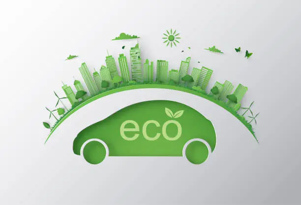 Vector illustration of Concept of eco car and environment