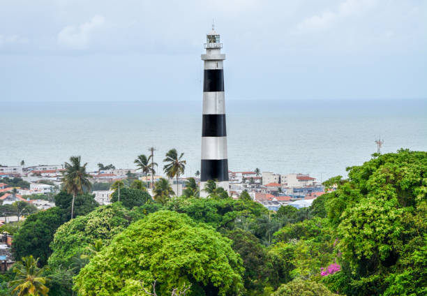 vista aérea del faro de olinda y de la iglesia de nuestra señora de gracia, olinda, pernambuco, brasil - our lady fotografías e imágenes de stock