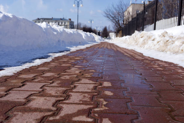 istock Red Concrete Stone Paving Slab on the warehouse . 1094338374