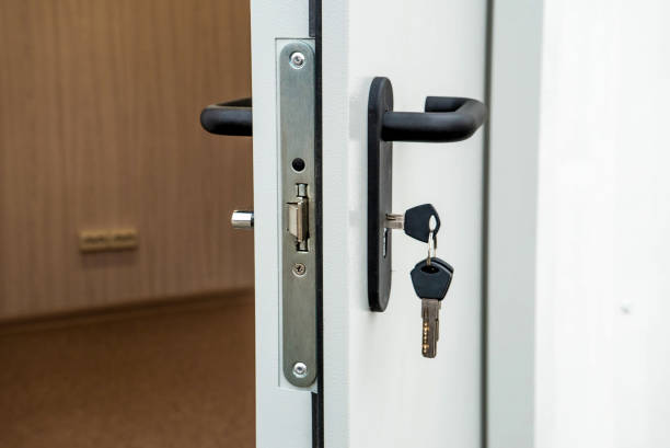 istock Light entrance door with the handl 1094339980