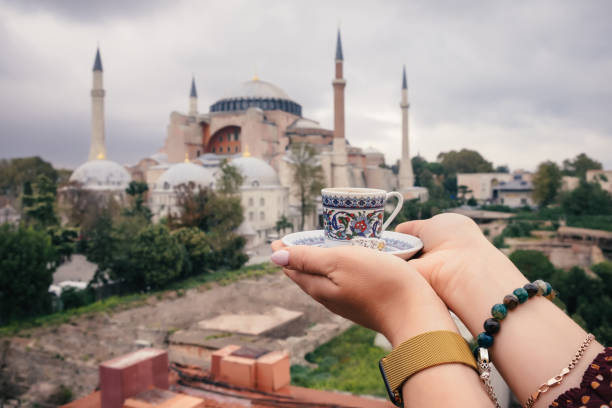 istock Turkey coffee on Hagia Sophia bacground 1094344248