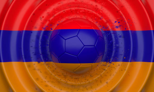 istock Armenia, soccer ball on a wavy background 1094347686
