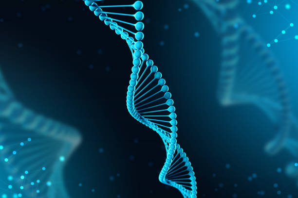 istock 3d Illustration of DNA molecule. The helical molecule of a nucleotide in the environment of the organism like in space 1094348342