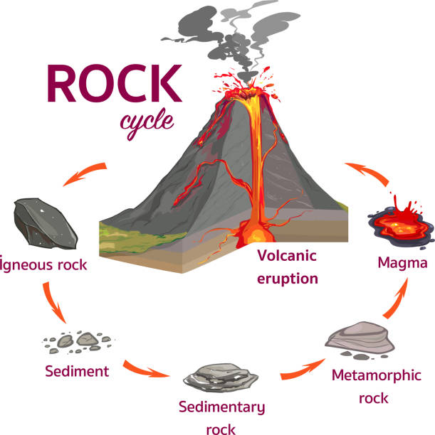 The Rock Cycle Vector İllustration Stock Illustration - Download Image Now  - Rock - Object, Cycle - Vehicle, Volcano - iStock