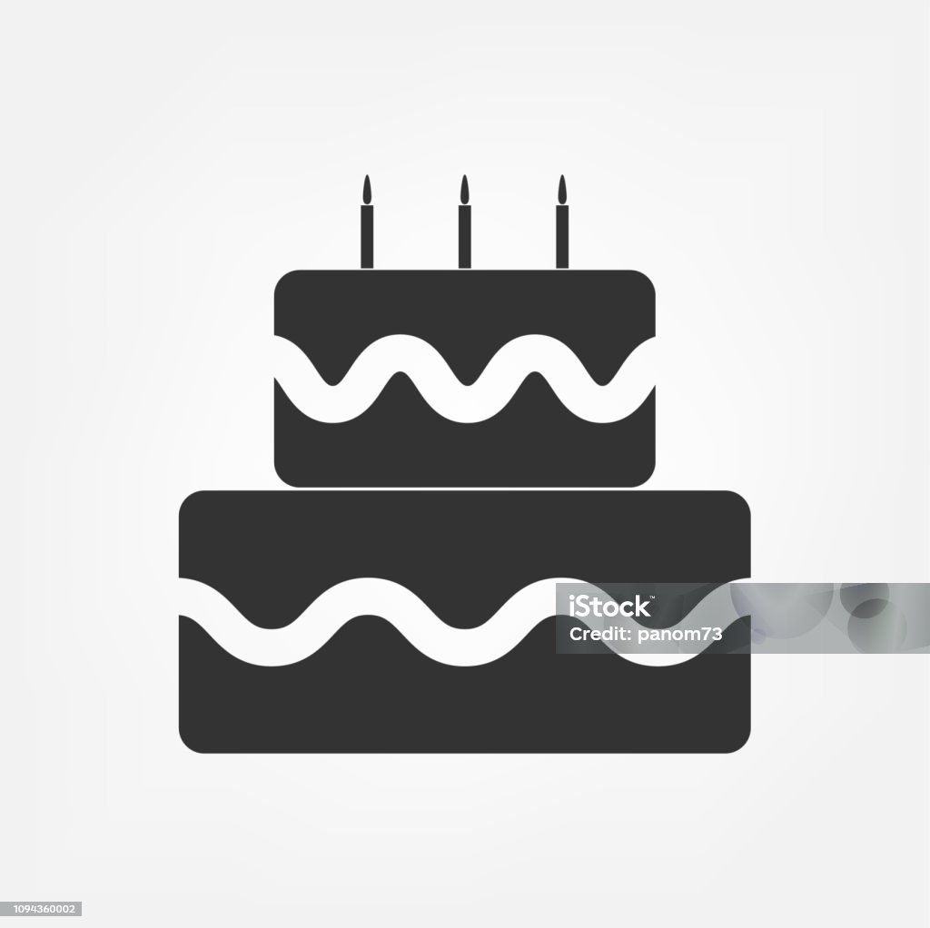 Birthday Cake Vector Icon Birthday Celebration With Three Candles ...