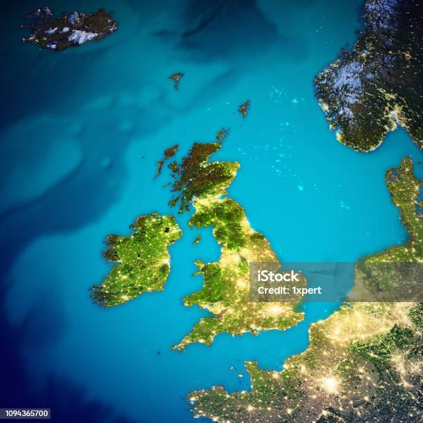 United Kingdom And Ireland Map Stock Photo - Download Image Now - UK, Map, Planet - Space