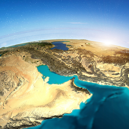 Middle East map. Elements of this image furnished by NASA. 3d rendering