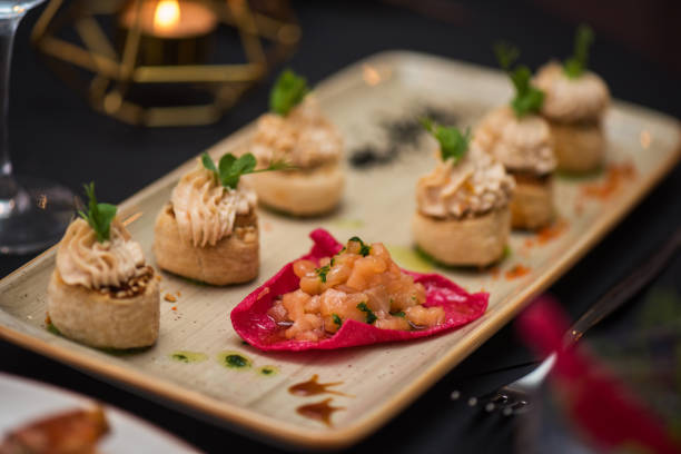 istock Kegs with salmon fish and cream sauce 1094365988