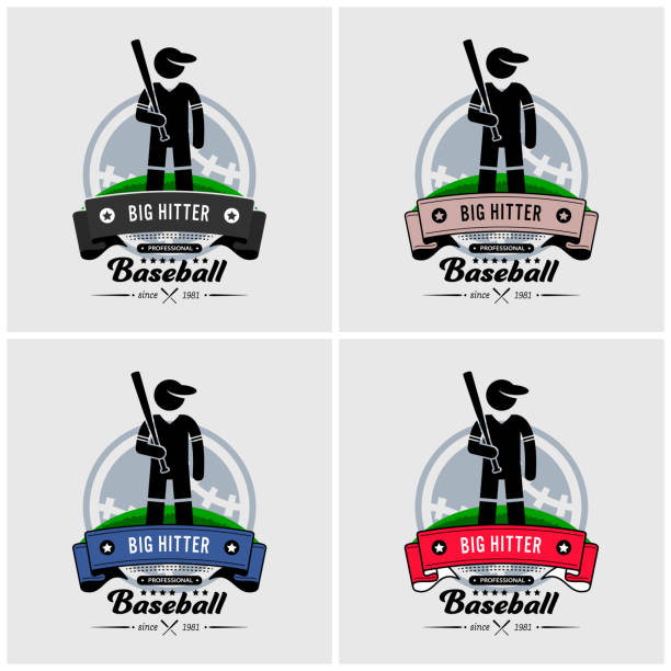 ilustraciones, imágenes clip art, dibujos animados e iconos de stock de diseño de logo de béisbol club. - baseball men classic adult