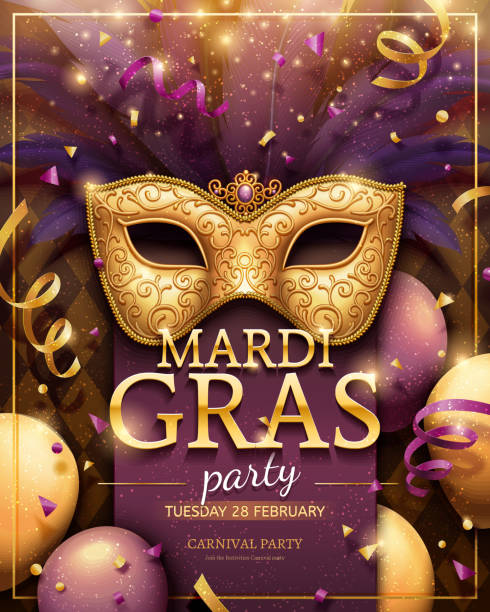 Mardi Gras party poster vector art illustration