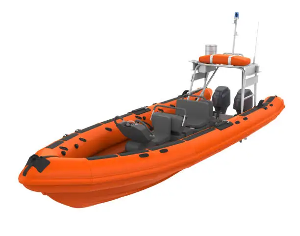 Rescue Lifeboat isolated on white background. 3D render