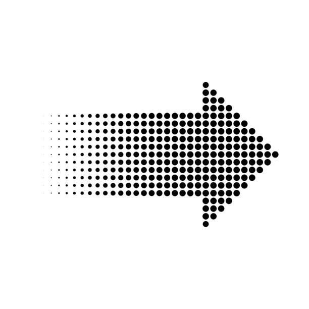 Halftone gradient dots arrow, graphic element, vector illustration vector art illustration