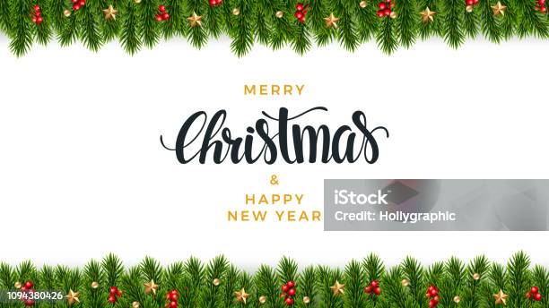 Christmas Fir Background Realistic Look Holiday Design Stock Illustration - Download Image Now