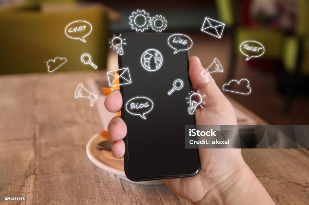 Social media icon computer network connection community people mobile phone app Smart Phone Stock Photo