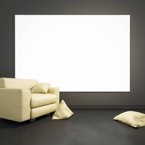 istock armchair with pillows and a blank frame 1094386674