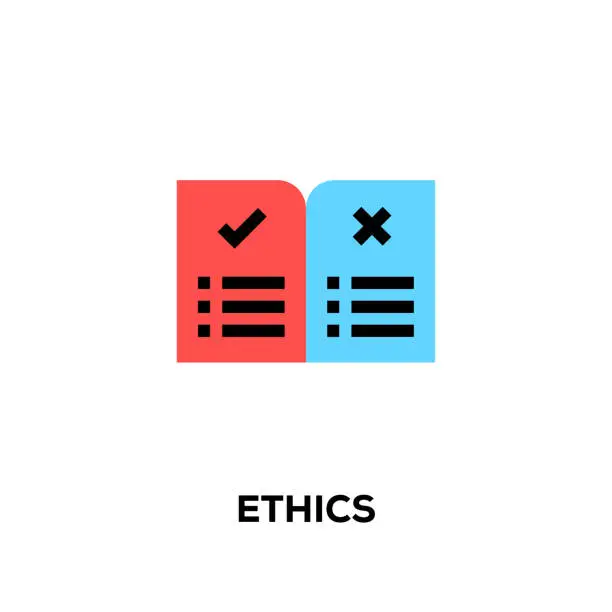 Vector illustration of Flat line design style modern vector Ethics icon