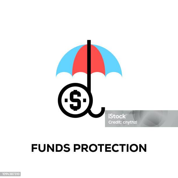Flat Line Design Style Modern Vector Funds Protection Icon Stock Illustration - Download Image Now
