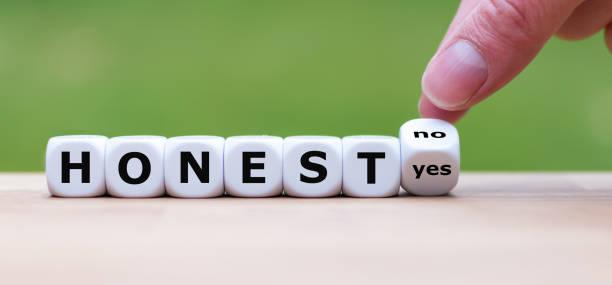 Being honest? Hand turns a dice and changes the word \