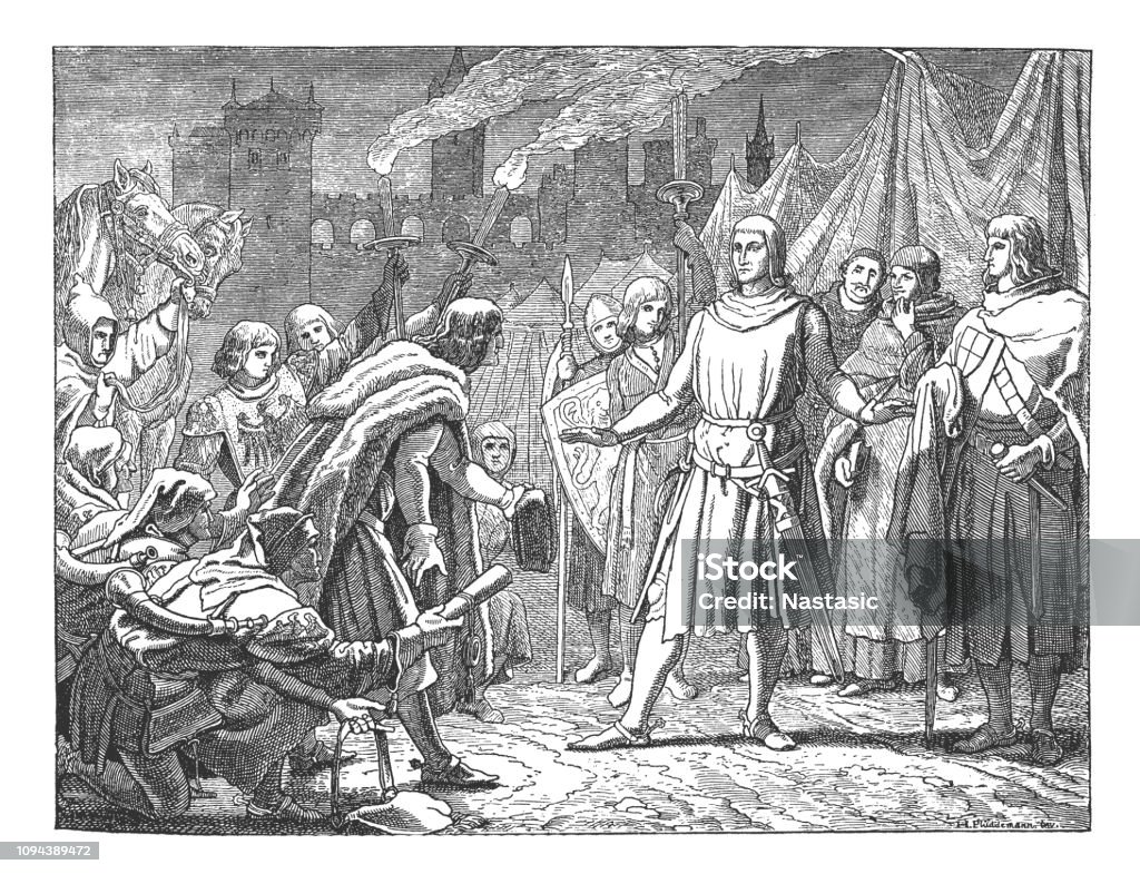 Rudolf von Hapsburg (1218- 1291) is elected Holy Roman Emperor Date: 1273 illustration of  Rudolf von Hapsburg (1218- 1291) is elected Holy Roman Emperor Date: 1273 19th Century stock illustration