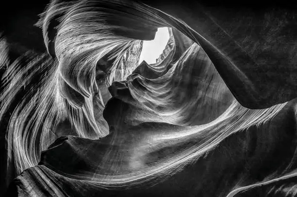 Photo of Upper Antelope Canyon in monochrome