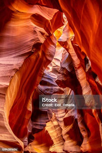 Vertical View Of Upper Antelope Canyon Stock Photo - Download Image Now - Arizona, Red Rocks, Antelope Canyon