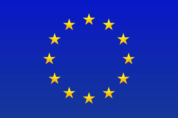 European union flag Flag of Europe. European Union symbol. Circle of bright, gold stars isolated on blue background. european union symbol stock illustrations