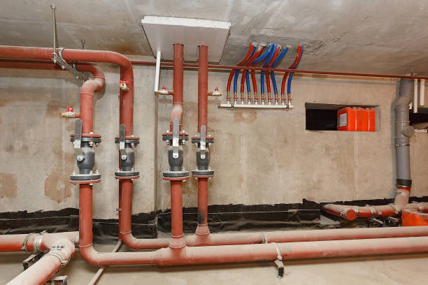 istock Pipes of hot water supply on the technical floor. 1094396492