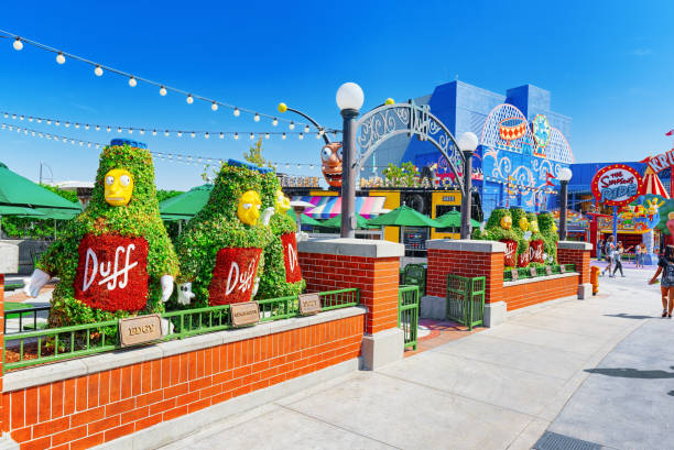 Los Angelos, California, USA - September 07, 2018: World famous park Universal Studios in Hollywood.The Simpsons Area.