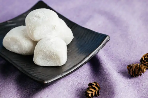 Photo of Japanese traditional dessert Red bean mochi, Sticky rice cake