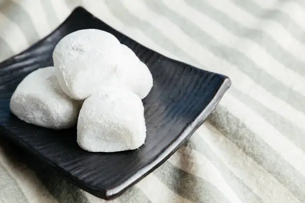 Photo of Japanese traditional dessert Red bean mochi, Sticky rice cake