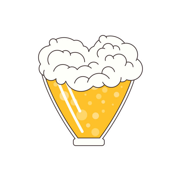 illustrations, cliparts, dessins animés et icônes de bière en forme de coeur. élément de bière icon logo conception de l’amour. amour passionné pour la bière. alcoolisme de bière. amour sincère. - valentines day love true love heart shape