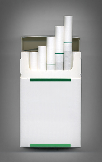 Front view pack of blank label cigarette.