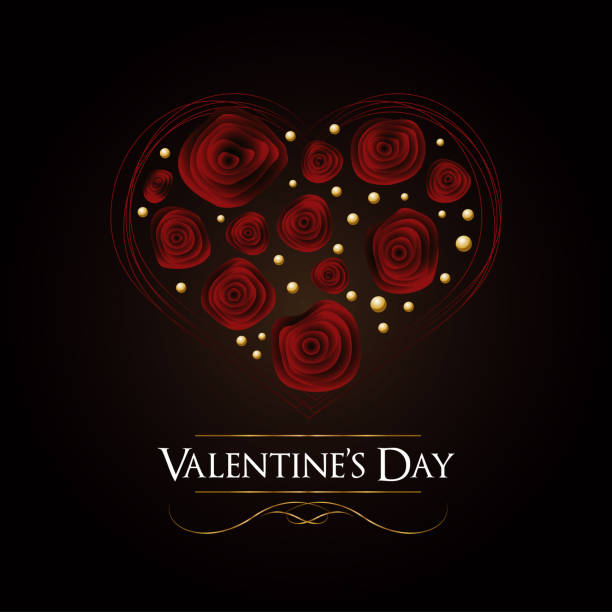 istock Elegant Valentine's Day Card Design Vector Illustration on Black Background 1094408772