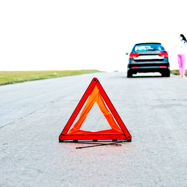 istock Red triangle sign on the road 1094408822